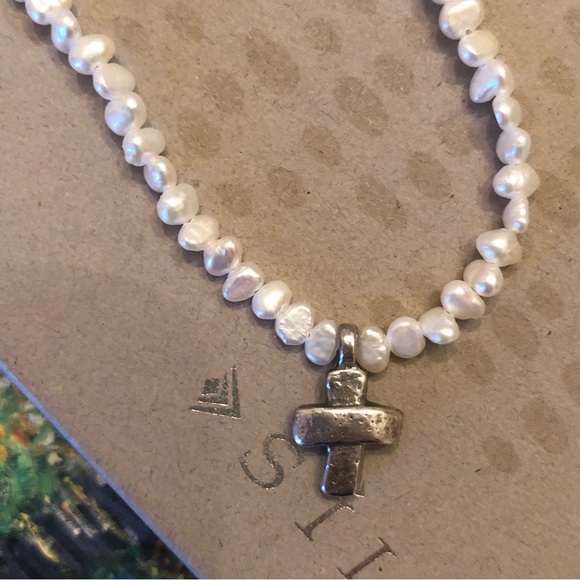 Vintage Silpada Sterling Silver Freshwater Pearl Cross Necklace N2178 - Picture 6 of 15